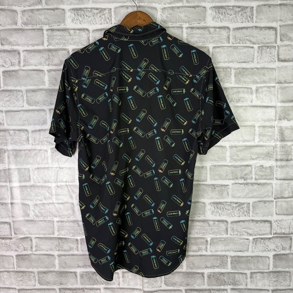 Truly Hard Seltzer Primary Black Neon Can AOP Button Up Shirt Mens Small Poly - Picture 5 of 8